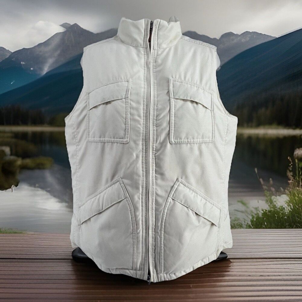 Lauren Ralph Lauren Ivory Down Puffer Vest L Zip Quilted Core
